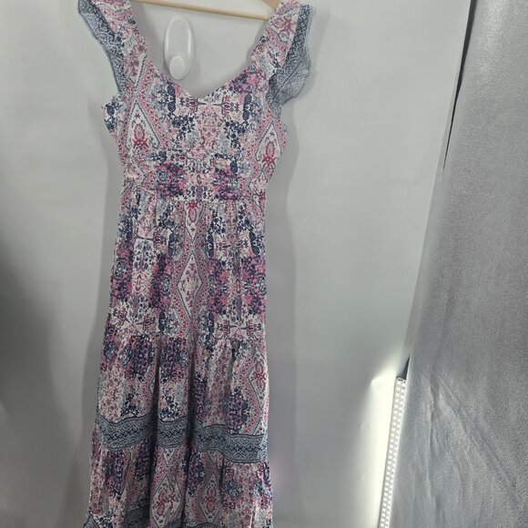 Caroline Constas White Diamond Floral Bohemian Tired Maxi Dress Small FLAW - Picture 2 of 16